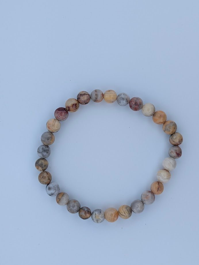 Crazy Lace Agate Bracelet – 6mm & 8mm Polished Beads