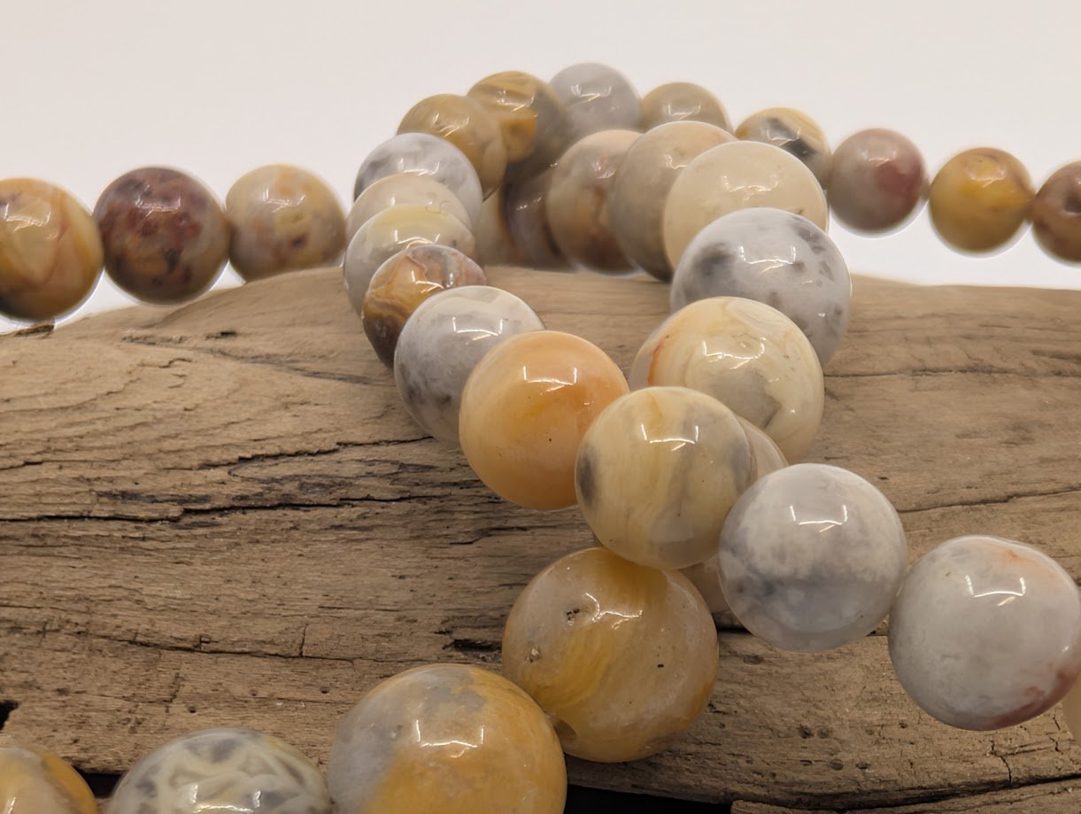 Crazy Lace Agate Bracelet – 6mm & 8mm Polished Beads
