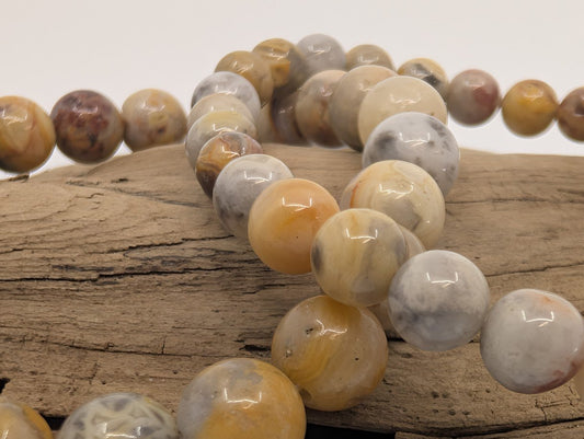 Crazy Lace Agate Bracelet – 6mm & 8mm Polished Beads