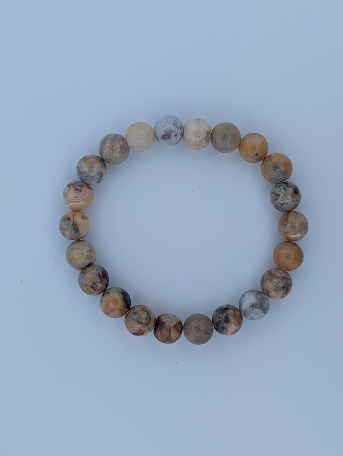 Crazy Lace Agate Bracelet – 6mm & 8mm Polished Beads