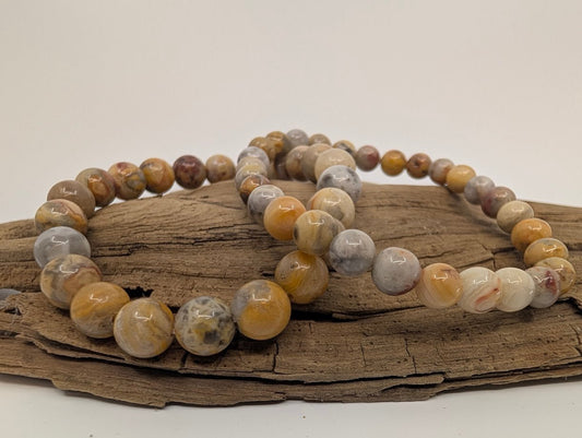 Crazy Lace Agate Bracelet – 6mm & 8mm Polished Beads