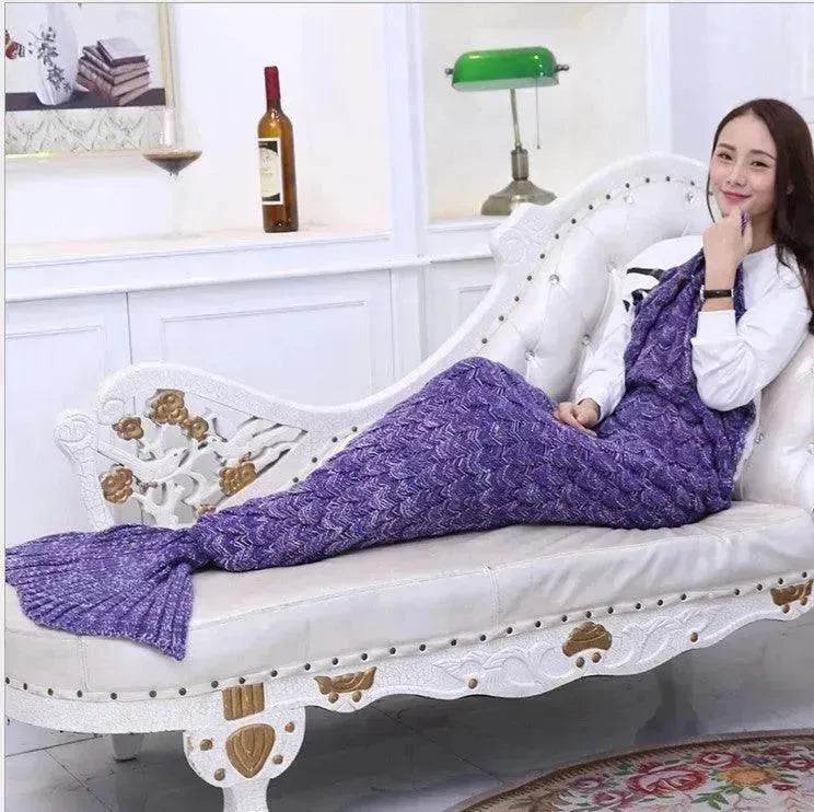 Creative Winter Woolen Mermaid Tail Sofa Blanket - Velora