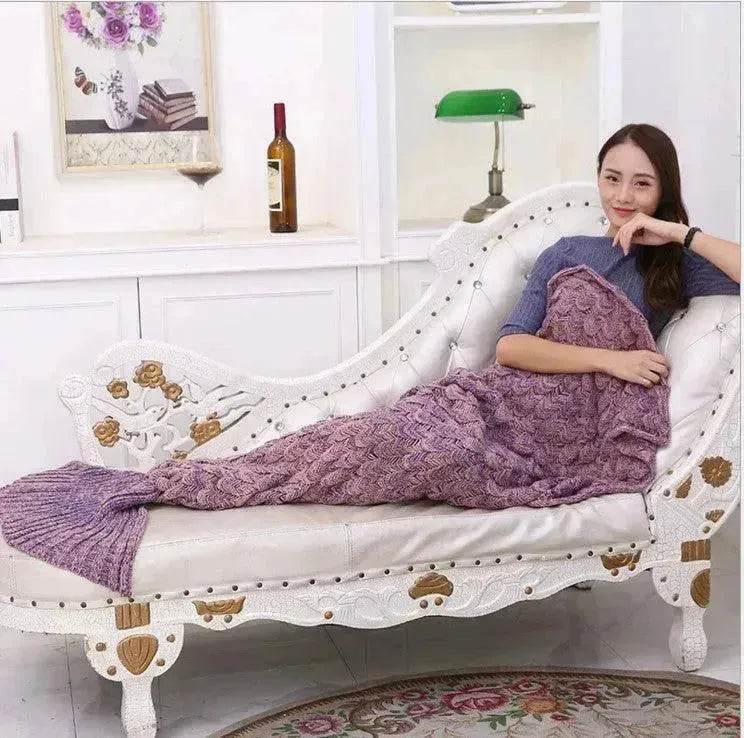 Creative Winter Woolen Mermaid Tail Sofa Blanket - Velora