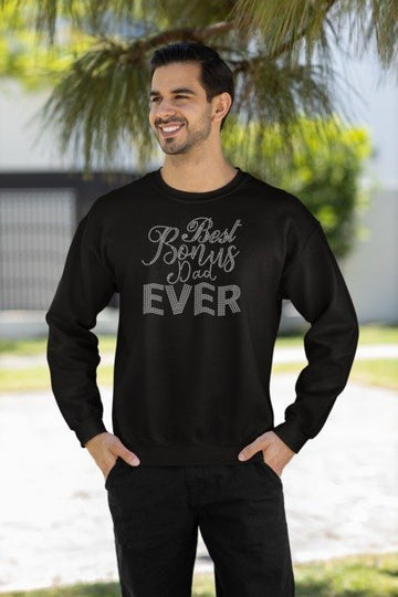 Best Bonus Dad Ever Rhinestone Shirt – Stepdad Sparkle Bling Apparel | Blingdazzel