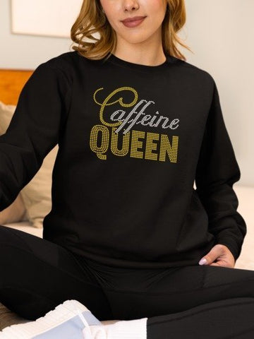 Caffeine Queen Rhinestone Shirt – Coffee Lover Sparkle Bling Apparel | Blingdazzel