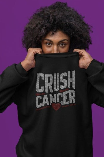 Crush Cancer Rhinestone Shirt – Cancer Awareness Sparkle Bling Apparel | Blingdazzel