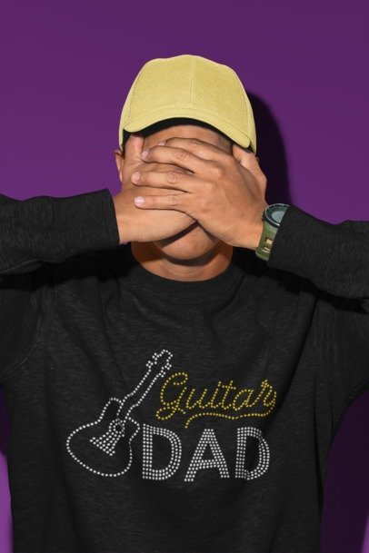 Guitar Dad Rhinestone Shirt – Music Dad Sparkle Bling Apparel | Blingdazzel
