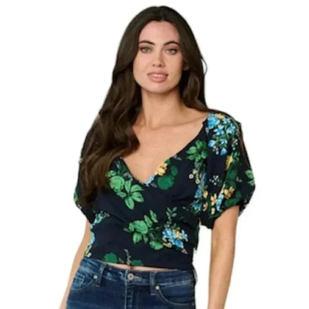 Crop top manches bouffantes