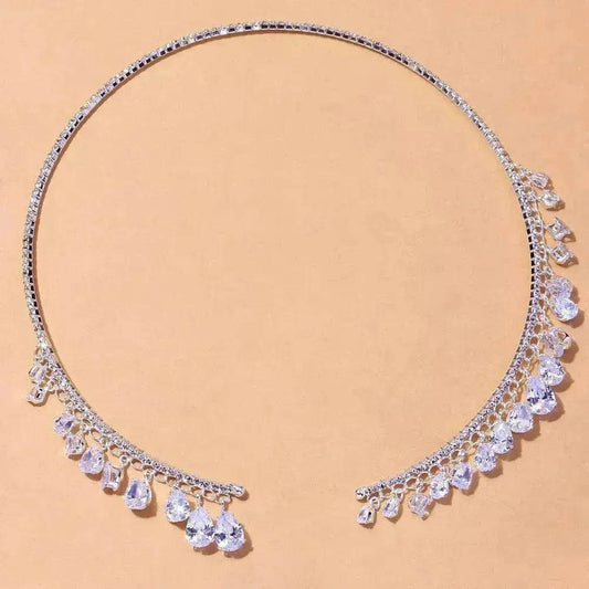 Crystal Rhinestone Collar Necklace for Women Weeding Bridesmaid Necklace Gold and Silver Necklace - Velora