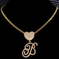 Cursive Letter Pendant Rope Chain - Gold - Velora Luxury Fashion