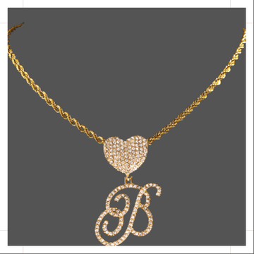 Cursive Letter Pendant Rope Chain - Gold - Velora Luxury Fashion