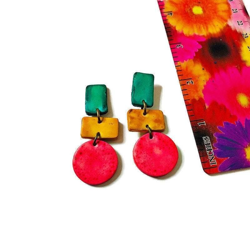 Cute Clay Geometric Jewelry Set with Statement Necklace & Matching Earrings - Velora Luxury Fashion