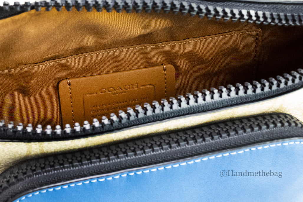 Coach Signature Khaki Colorblock Leather Belt Bag