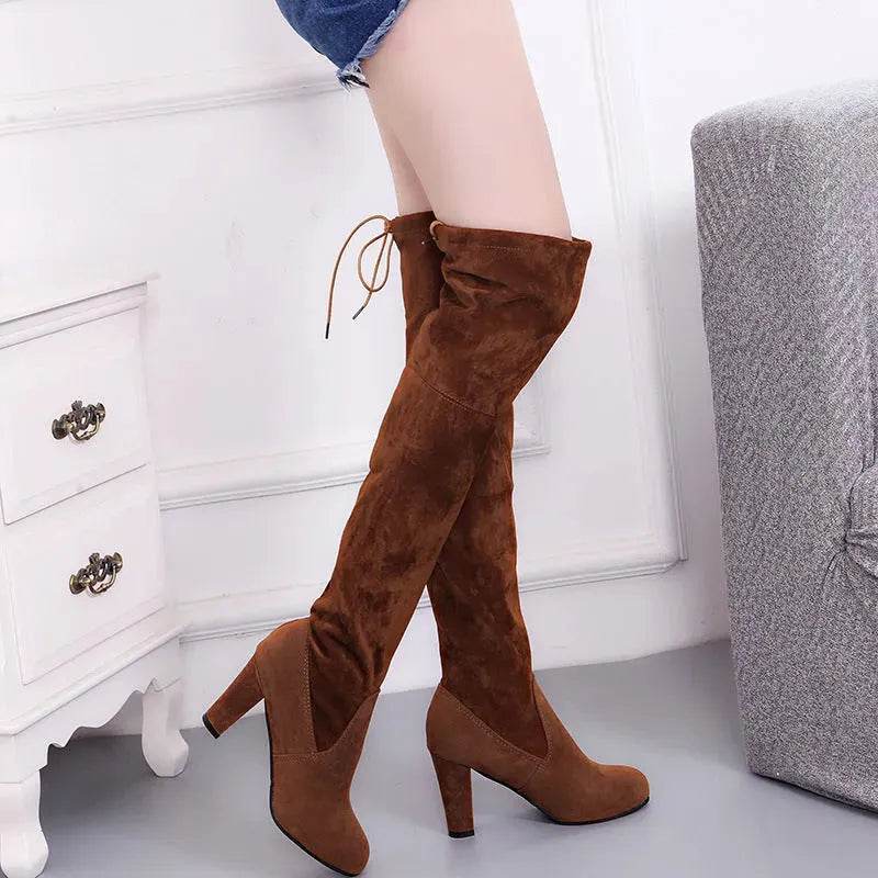 Black Knee High Boots For Women Shoes High Heel Long Boots - Velora