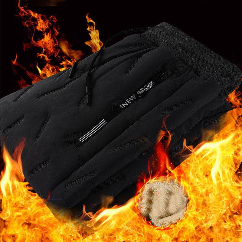 Men's Trousers Winter Velvet Thickening Loose Fleece Pants With Zip Pocket Large Size Windproof Warm Jogging Pants - Velora