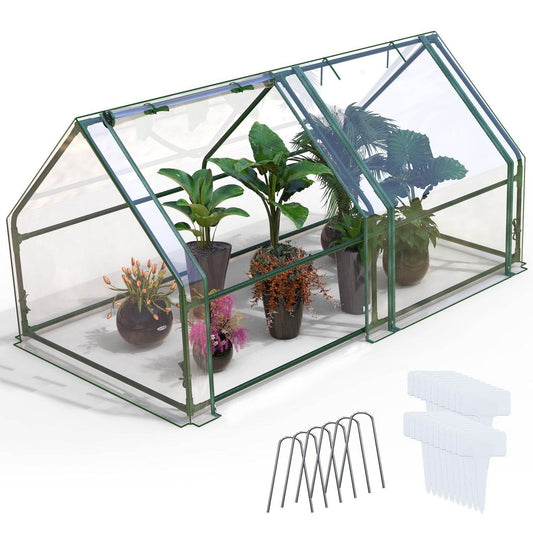 1Pc Portable Mini Greenhouse 70.86x33.46x37.4in With Roll-Up Zipper Doors Waterproof UV-Resistant PVC Cover Hot House For Indoor Outdoor Garden Patio Yard - Velora