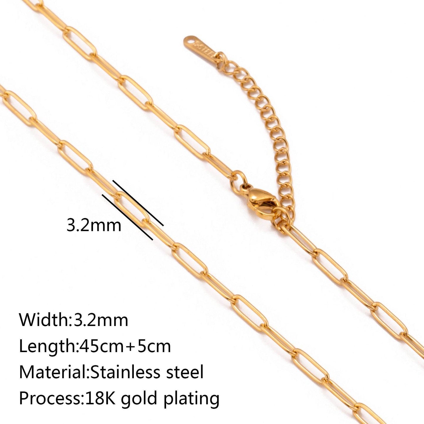 Stainless Steel Vacuum Vapor Plating 18K Gold Color Protection Lip Chain Necklace - Velora
