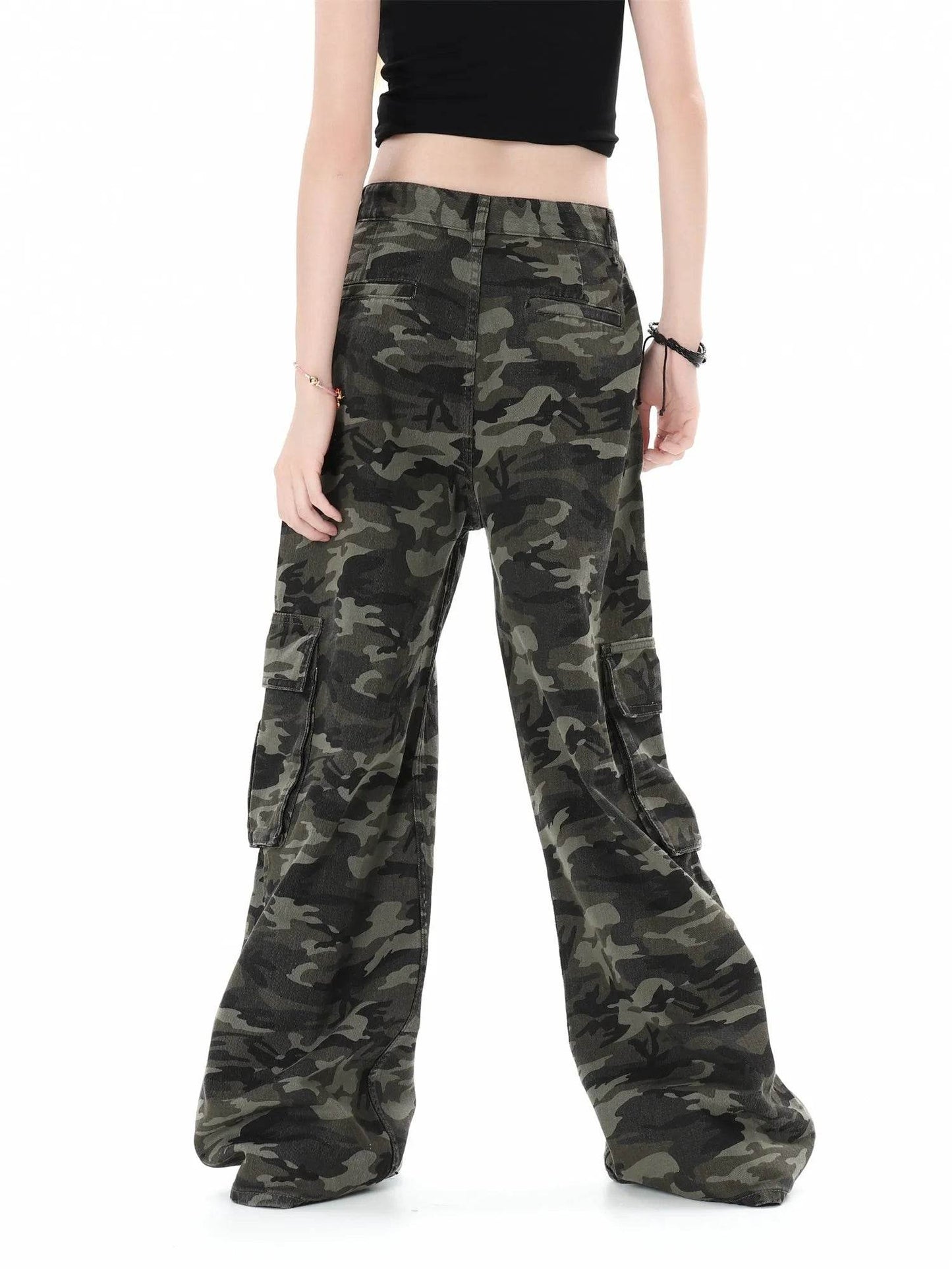 Camouflage Multi Pocket Workwear Baggy Jeans Pant For Men And Women Lazy High Street Straight Tube - Velora