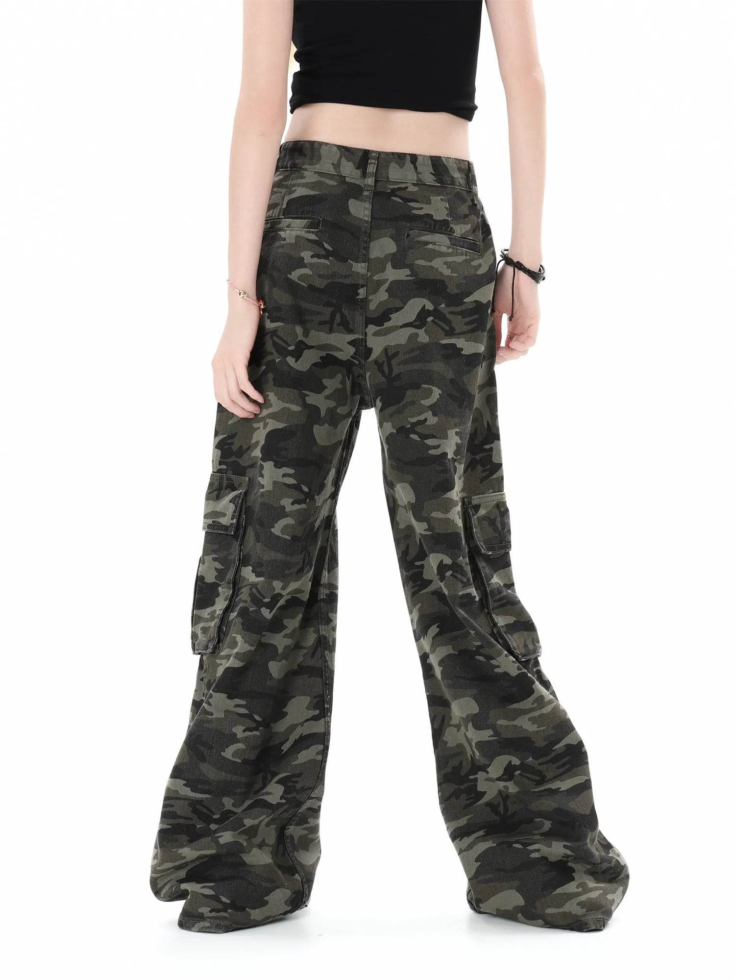 Camouflage Multi Pocket Workwear Baggy Jeans Pant For Men And Women Lazy High Street Straight Tube - Velora