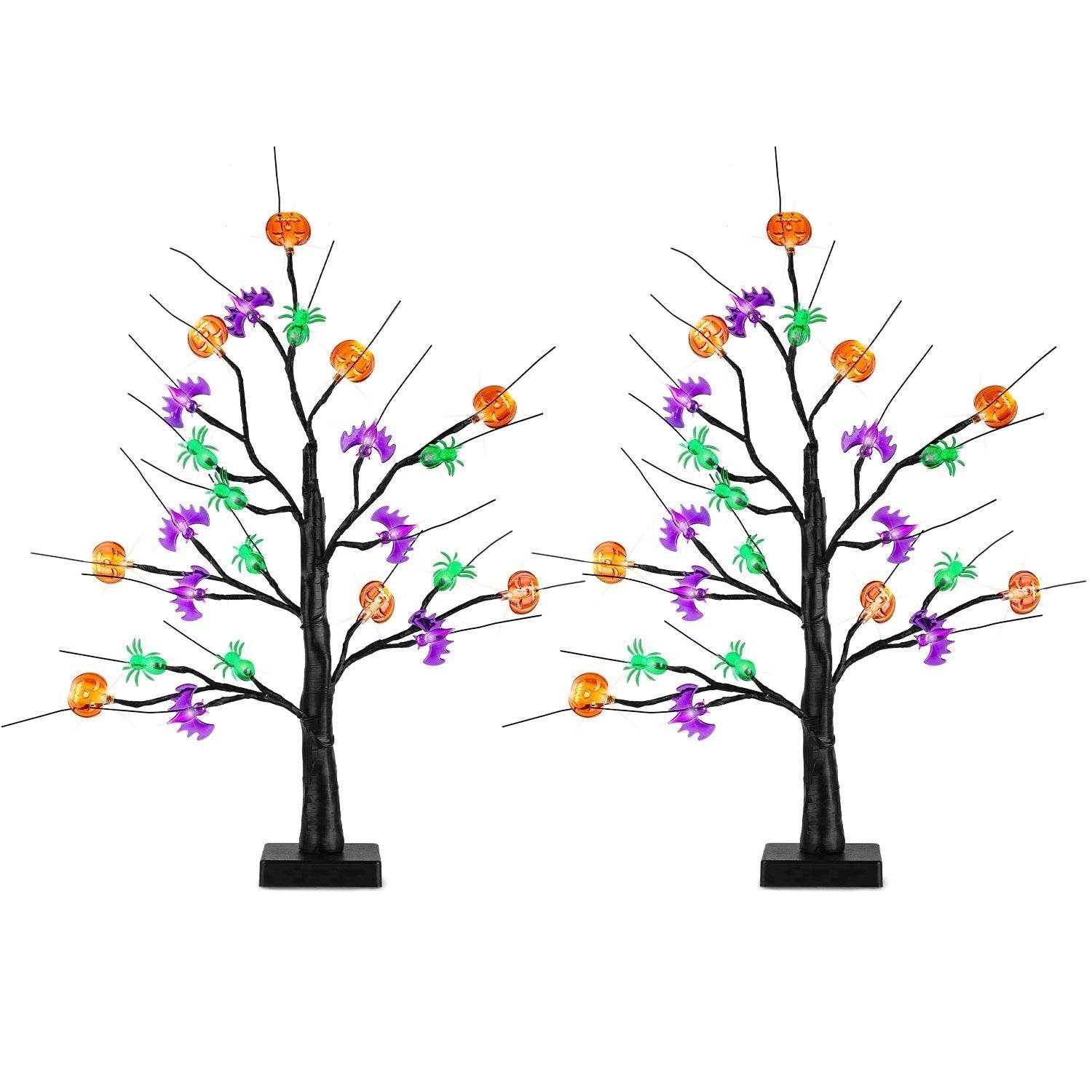 2Pack 1.97FT Lighted Halloween Trees Halloween Indoor Decorations Black Halloween Tree Lights With Timer Adjustable Twigs For Tabletop Party - Velora