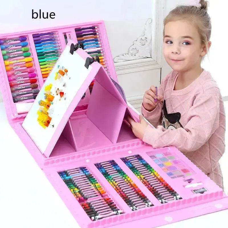 Double Panel Easel Version Watercolor Pen Set Brush Crayon Oil Pastel Children Painting Coloring Drawing Art set. - Velora