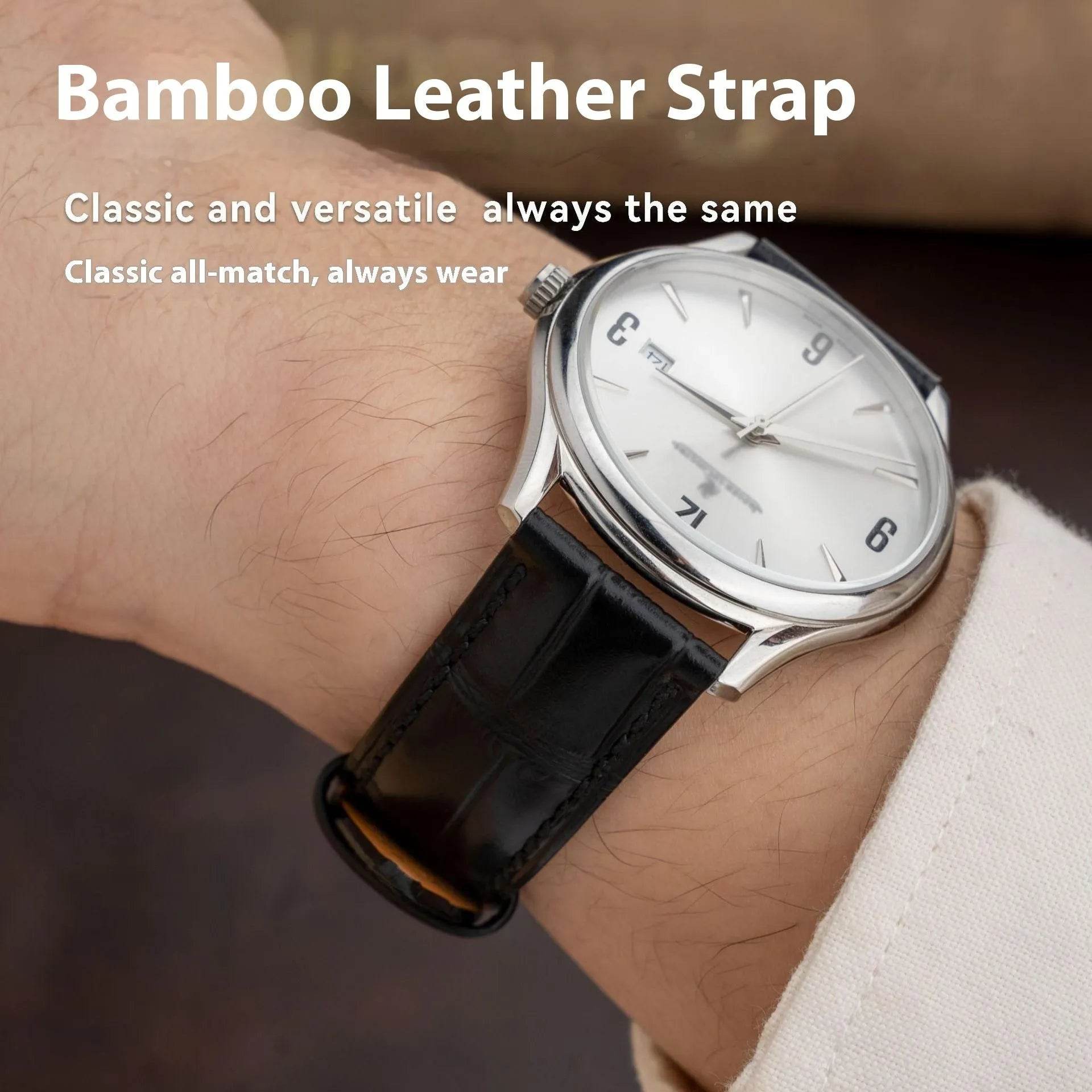 Bamboo Pattern Cow Leather Watch Strap Unisex - Velora