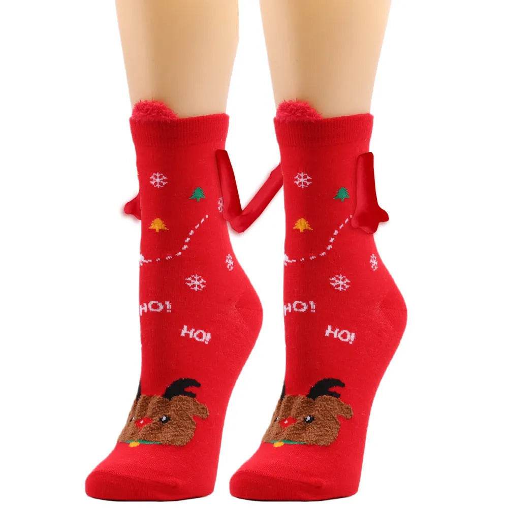 Christmas Stockings Autumn Winter Cotton Magnet Lodestone Hand Tube Socks - Velora