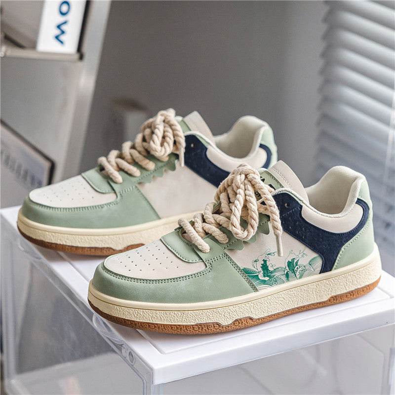 Lace-up Casual Shoes Men Soft Thick Sole Fashion Comfortable Breathable Flats Sneakers Student Platform Outdoor Walking Shoes - Velora