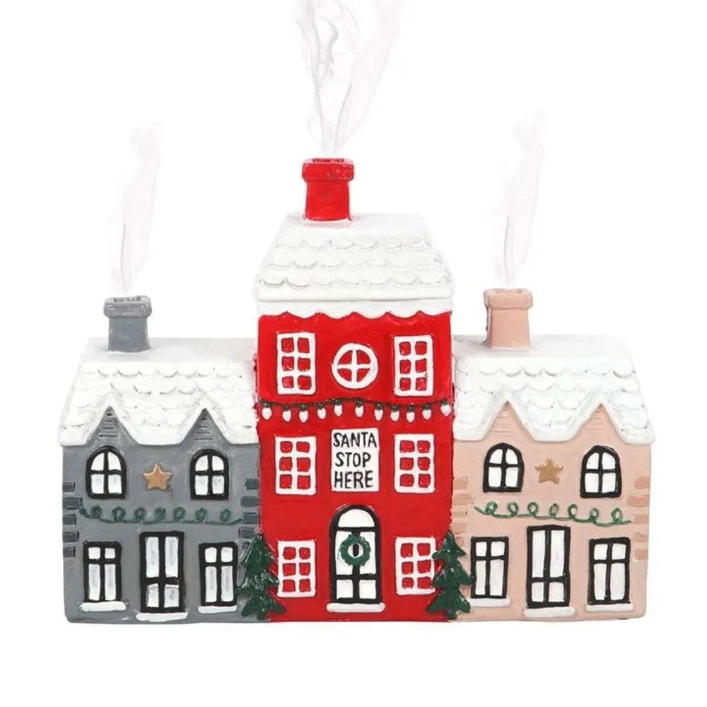 Christmas Small House Decorations Resin Winter Incense Cone Burner Decoration Landscape Decorative Gift - Velora