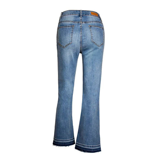 Women's Washed Elastic Loose Wide Leg Ankle-length Bootcut Jeans - Velora