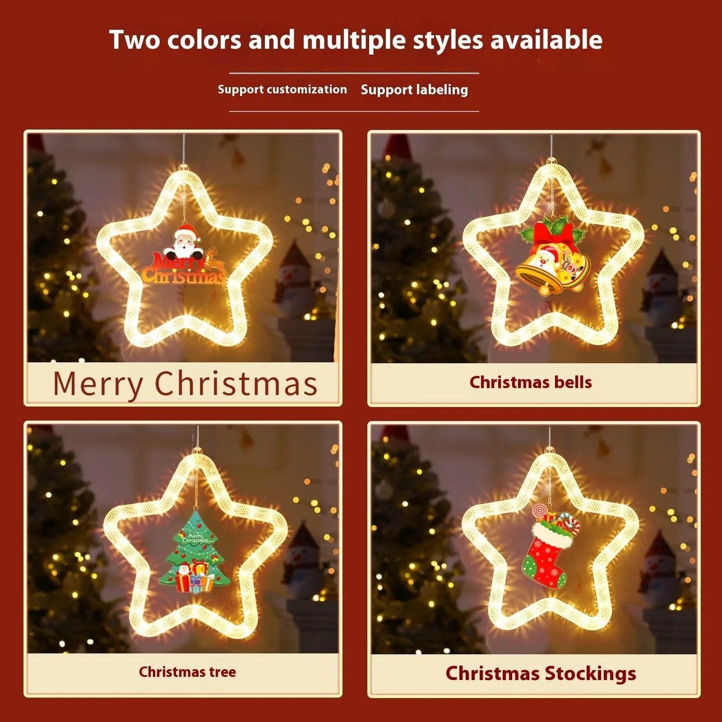 Christmas Pendant Decoration Christmas Atmosphere Led Lights Led Christmas Star Light Decoration For Window Door For Holiday - Velora
