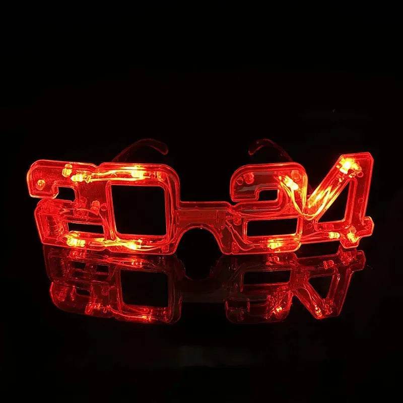 LED Glowing New Year Glasses 2024 Glitter Glasses For Party Evening Decoration - Velora