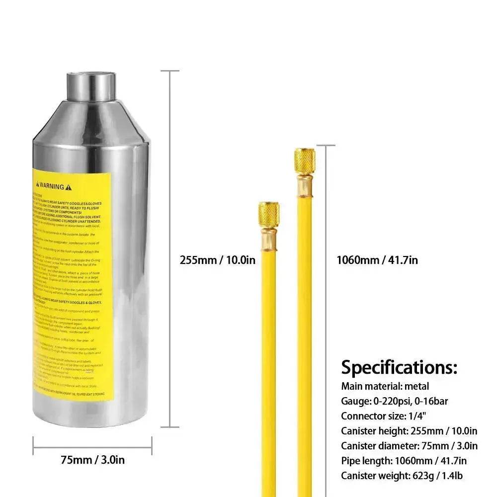 Automotive Air Conditioner System Flush Canister Gun Kit Pipe Maintenance Bottle - Velora