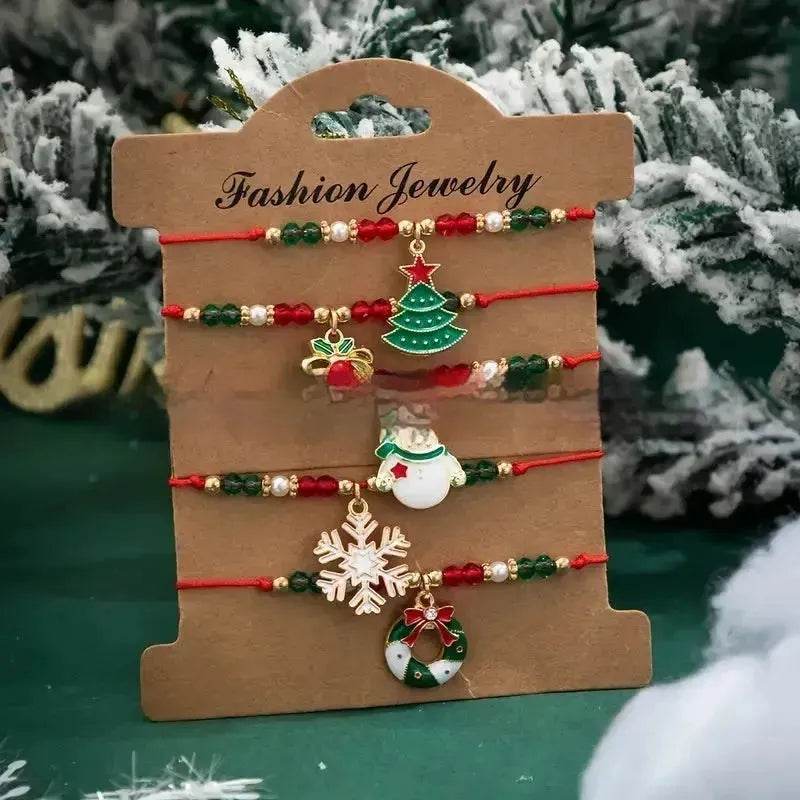 5pcs New Christmas Polymer Clay Handmade Beaded Bracelet set - Velora