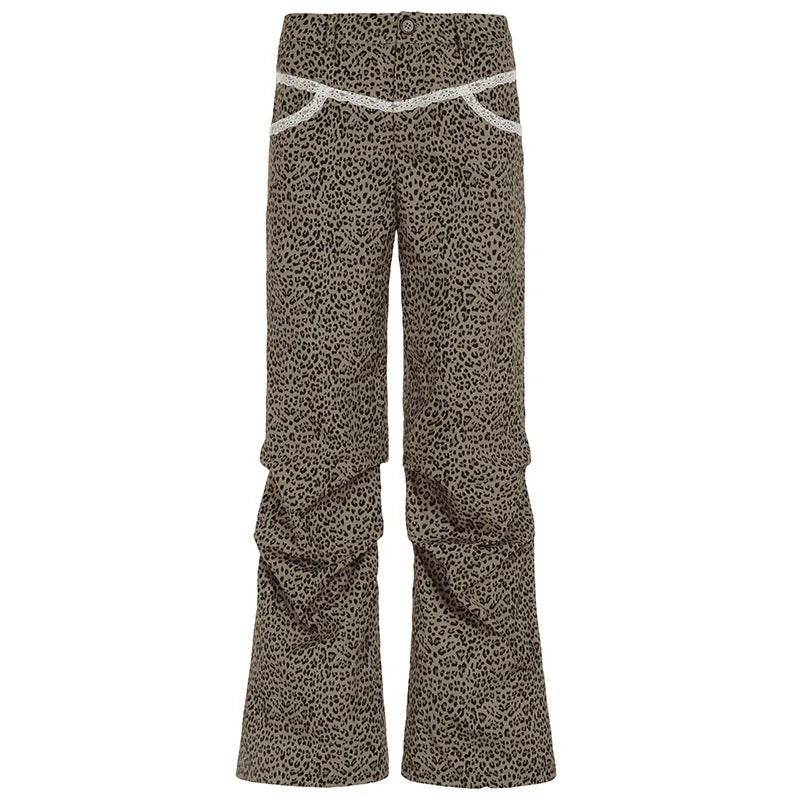 Slim Woven Leopard Print Casual Pants For Women - Velora