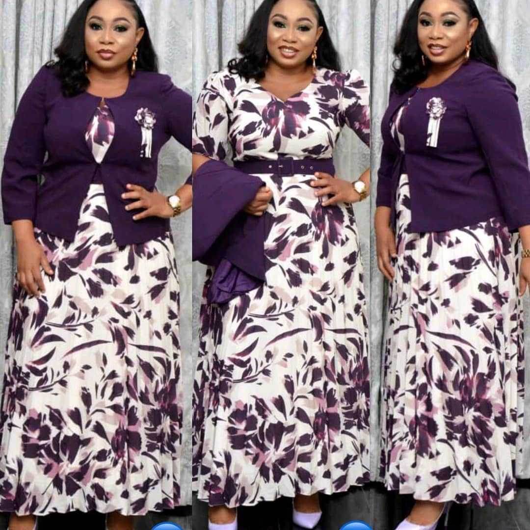 2pcs Fashion floral Print Blazer dress suit - Velora