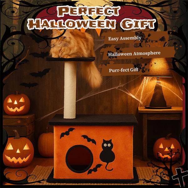 Halloween Inspired Cat Tree Tower Cat Tree For Indoor With Spacious Cat Condo - Velora