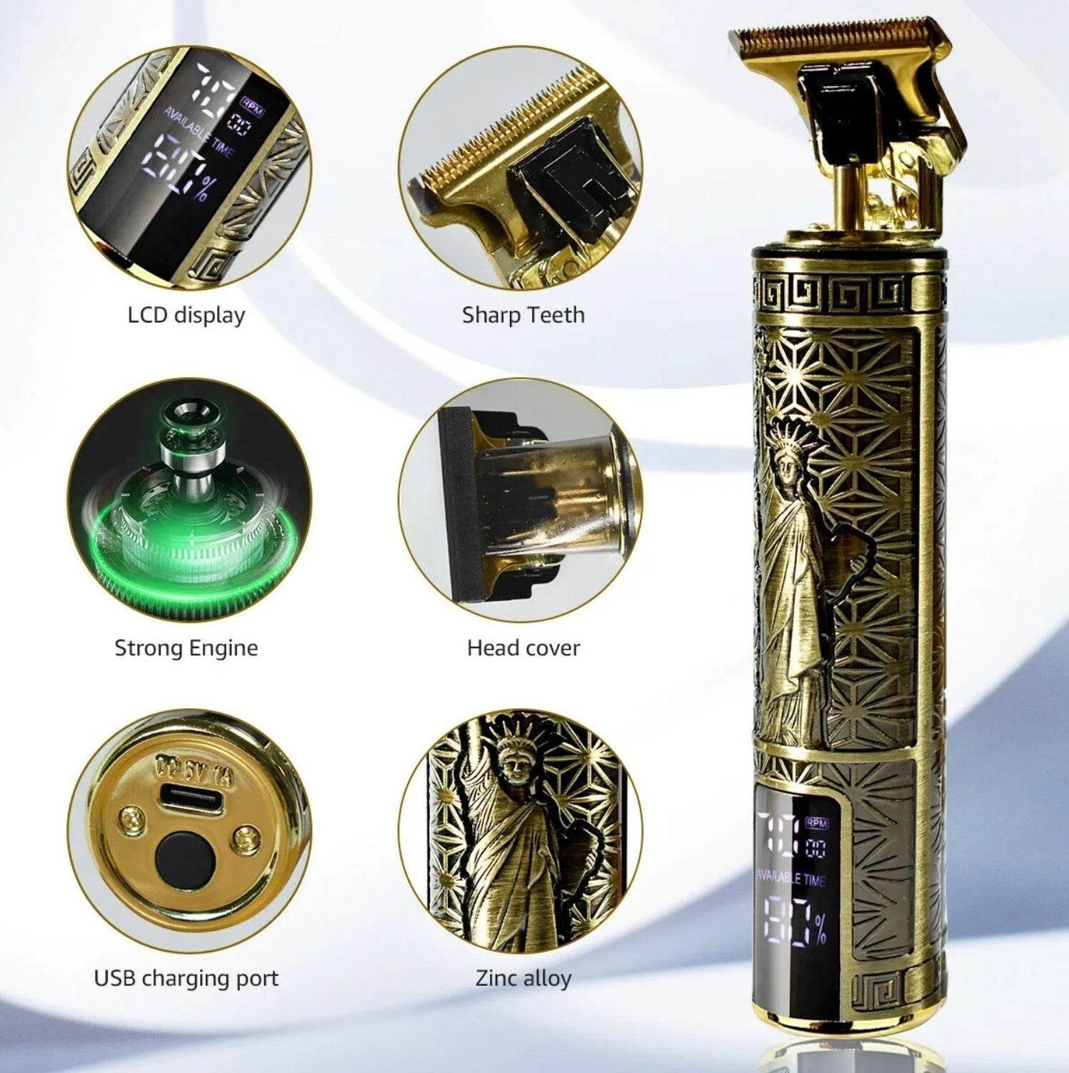 Beard Trimmer Hair Clippers Cordless Hair Cutting Kit Barber Shaving Machine For Men USB Rechargeable 1 PCS - Velora