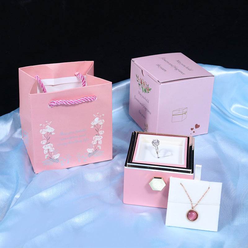 Rotating Soap Flower Rose Gift Box Creative Rotating Rose Jewelry Packaging Box Valentine's Day Gift For Women - Velora