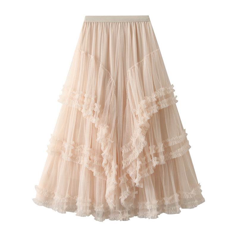 Slimming Multi-layer Gauze Skirt High-grade Midi Tulle Skirt - Velora
