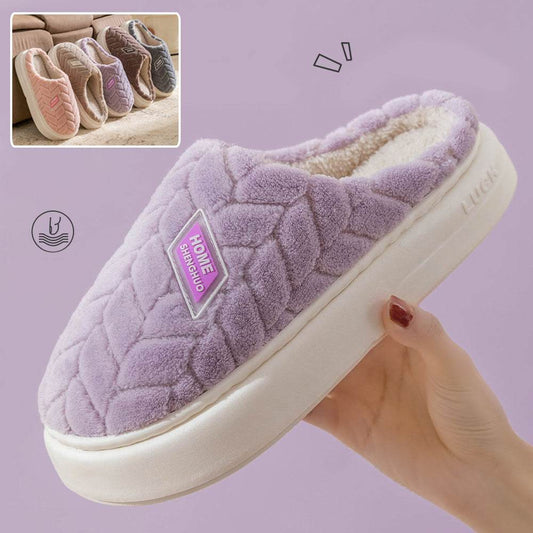 New Non-slip Thick-soled Plush Slippers Couple Winter Warm Home Slipper Indoor Fleece Shoes For Women Men - Velora