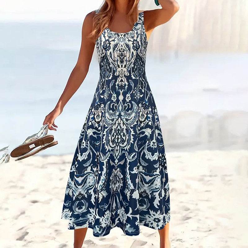 Women's Summer Sleeveless Boho Maxi Sundress Casual Beach Dress - Velora