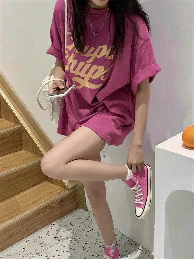 Street Fashion Oversized women round neck polo y2k fashion - Velora