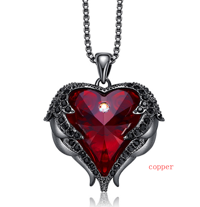 Swarovski Crystal Heart Angel Necklace in S925 Silver