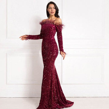Off shoulder sequins Mermaid Formal Party dress