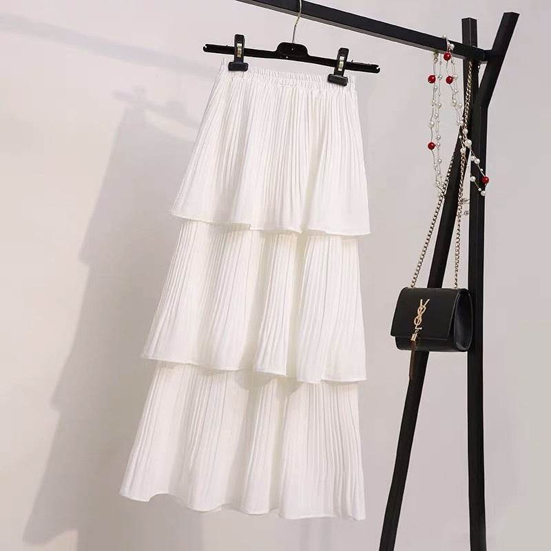 Women's Spring And Summer Chiffon layered Midi maxi Skirt - Velora