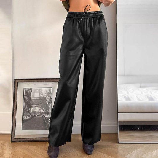 Casual Leather High-waisted Work Formal Trousers Pant women - Velora