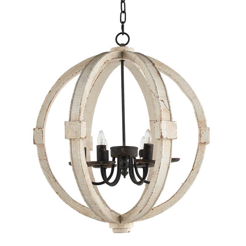 6 - Light Wood Chandelier With Adjustable Chain For Kitchen, Dining Hall Entrance, Bulb Not Included - Velora