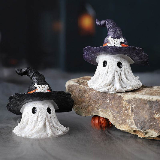 Resin Decoration Halloween Wizard Hat Ghost Ornaments - Velora