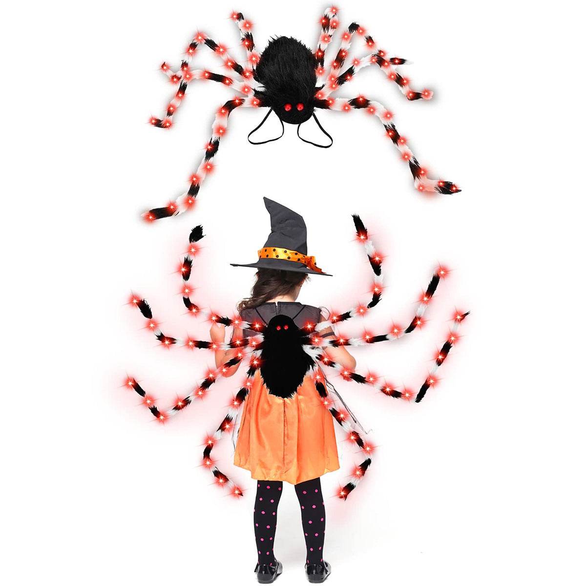 Halloween Spider Backpack Nine LED Modes Plush Sugar Bag - Velora